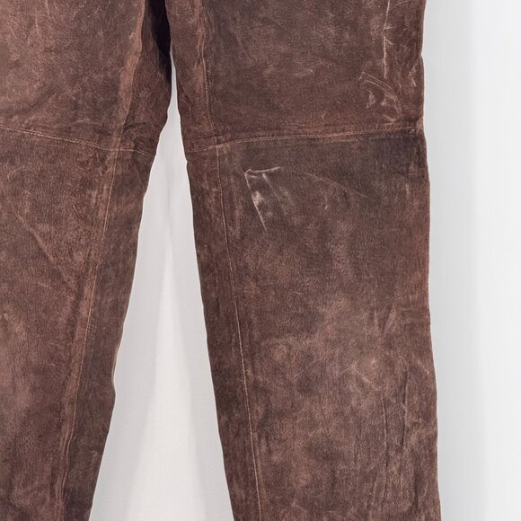 Vtg Newport News Suede Pants Womens 8T Genuine Leather Brown Straight Leg Cowboy - Picture 5 of 7